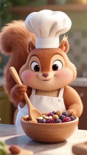 A squirrel baking a pie like a tiny chef 🐿️🥧👩‍🍳 #viral
