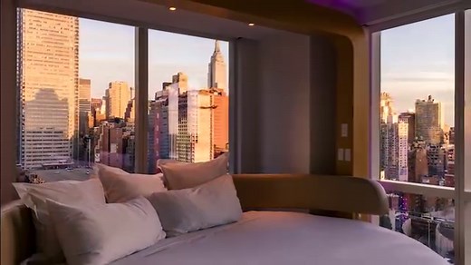 The Penthouse King Suite never disappoints with panoramic views of the Manhattan skyline, Hudson River, downtown, and the Empire State Building. See for yourself! #YOTELNYC | YOTEL New York