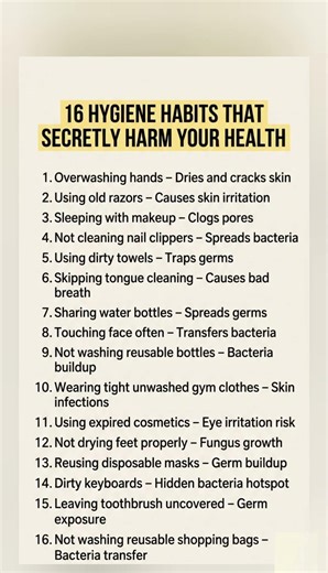 16 HYGIENE HABITS THAT SECRETLY HARM YOUR HEALTH