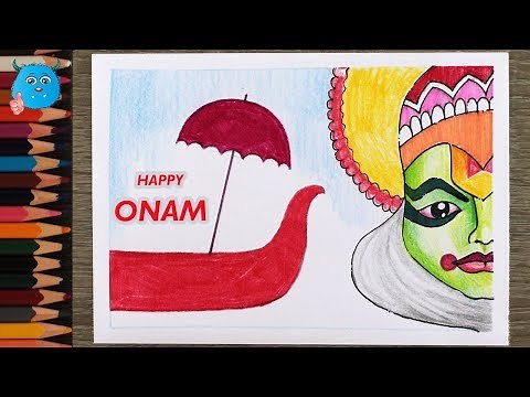 how to draw onam festival celebration drawing step by step in color pencils