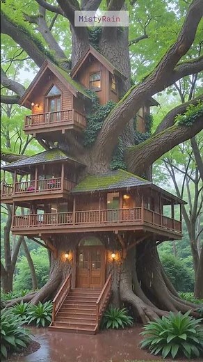 Rainy Tree House Ambience | Cozy Rainfall in Nature #Shorts #Rain #shortvideo