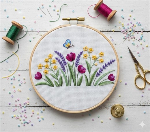 Spring Tulip Hand Embroidery Pattern, Tulip Flowers Embroidery PDF Instant Download - Etsy