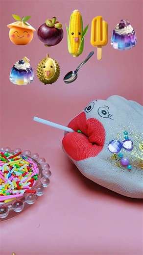 ASMR Convenient to eat two-dimensional snacks, children's food 🍦🍧🍰🍬 #snacks #candy #sweet #fun