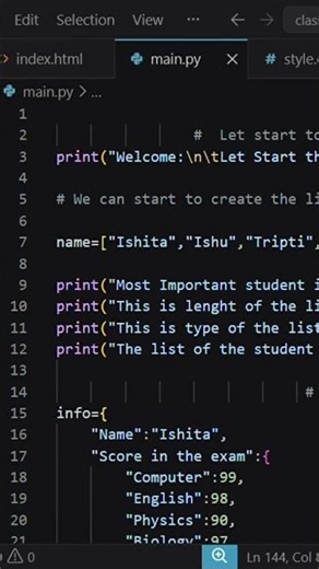create an amazing 👏 using 145 lines of code python #youtube #‎⁨@PyCoding-el⁩ #Code_with_me #shorts