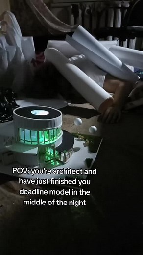 When you're cosplayer and can cope with the light even in the architectural model 🥸#architecture #architecturestudent #arch #modelmaking