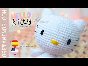 Amigurumi Tutorial: Base body White Kawaii Cat with Pink Bow (Easy) Parte 1/2