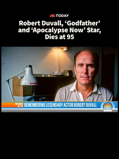 Oscar-winning actor Robert Duvall, best known for his roles in “The Godfather” and “Apocalypse Now,” has died at 95. Hollywood royalty, including Al Pacino, paid tribute to the legendary star, saying, “His understanding and his phenomenal gift will always be remembered.” NBC’s Steve Patterson reports for TODAY with a look at Duvall’s life and prolific career that spanned six decades.
