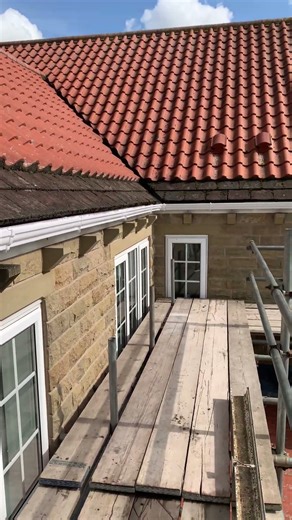 New gutter installation with a view