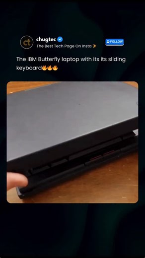 Chugtec on Instagram: "The IBM ThinkPad 701C released in 1995 featured a unique sliding keyboard designed by John Karidis that allowed a full sized layout in a compact 10.4 inch laptop. Nicknamed the Butterfly, the keyboard expanded smoothly on scissor hinges and became a symbol of 1990s ergonomic innovation. The design was later honored by inclusion in the Museum of Modern Art. Follow @chugtec for daily amazing tech clips and facts. #tech #relatable #tiktokviral #viral #trending #techfact #best