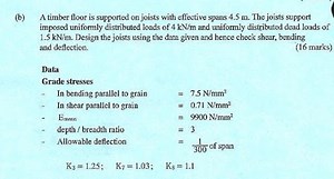 (b) A timber floor is supported on joists with effective spans ... | Filo