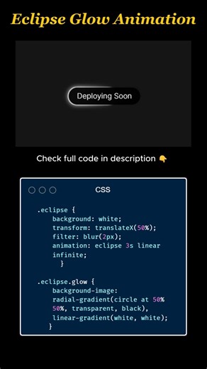 Eclipse Glow Animation Using HTML, CSS & Tailwind ✨ | UI Effect #Shorts
