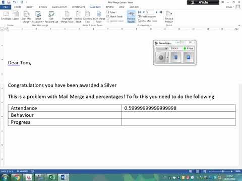 Mail Merge fixing the percentage fields