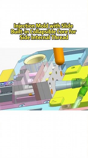 Injection Mold with Slide Built-in Collapsible Core for Side Internal Thread