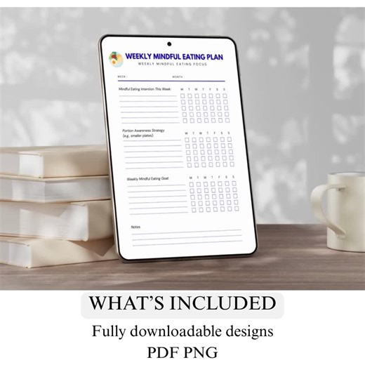 Weekly Mindful Eating Planner - Conscious Nutrition & Meal Prep Workbook - Intuitive Eating Digital Journal PDF - Etsy