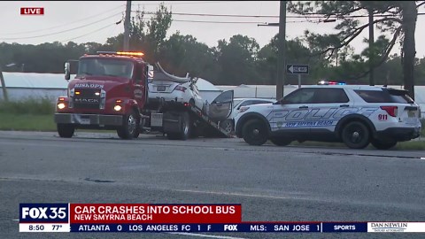 Car crashes into school bus in New Smyrna beach