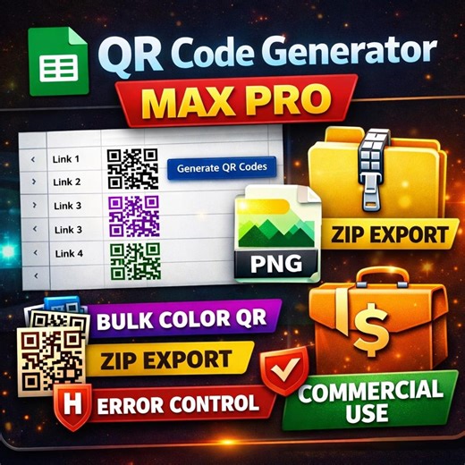 QR Code Generator for Google Sheets – Max Pro Bulk Color QR, ZIP Export, Error Control, Commercial Use - Etsy Australia