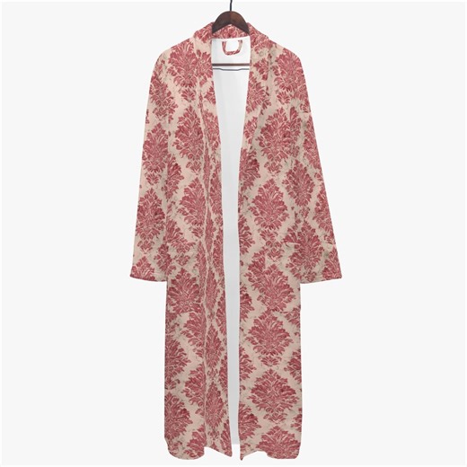 Floral Bathrobe Vintage Botanical Damask Print Men's Robe in Dusty Rose Cream Victorian Style - Etsy