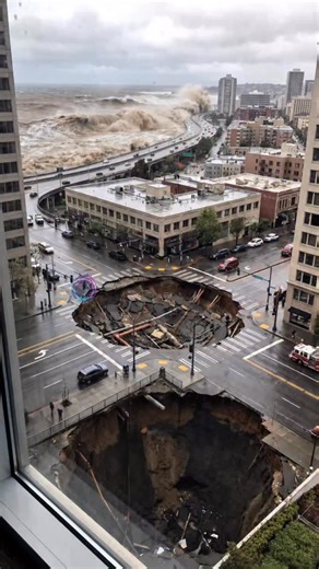 voidwave.ai on Instagram: "An entire city collapsed underwater. A wall of mud rose out of nowhere, swallowing trucks, campers, and an entire parking lot in seconds. Pure, cinematic chaos unfolding in real time. ⚡ Want to see more everyday disaster scenes with AI? Check out the link in my bio – it helps me create even bigger, crazier visualizations. #aiwave #voidwave #epicdisaster #cinematicchaos #aiflood"