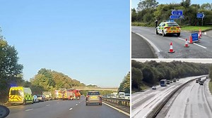 M53 school bus crash: Up to 50 pupils injured after coach flips over on motorway | LBC
