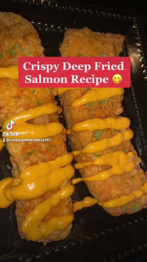 Deep Fried Salmon Recipe 😋 #cookingwithkryskrys #deepfriedsalmon #fyp #blackchef #friedsalmon #salmonrecipe #trendingrecipes #blackpeoplerecipes #crispysalmon #foryou #viral #friedsalmonrecipe #dinnerideas #marrymemeal #deepfriedrecipes #holidayrecipe #foodtiktok #thanksgivingrecipes #datenightrecipe #christmasrecipe #valentinesdayrecipe #salmonchallenge #salmon #aioli #chipotlesauce #cookinghacks #clubsoda #crispychallenge #foodie #comfortfood #pescatarianrecipes #fullrecipe #blackpeopletiktok