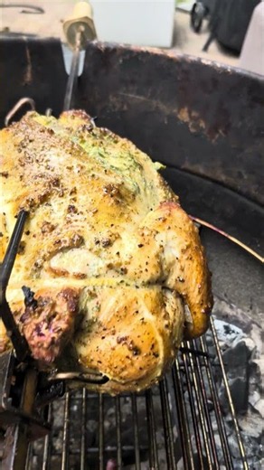 Little rotisserie chicken with some party ribs as an appetizer. #bbq #royaloak #webergrill