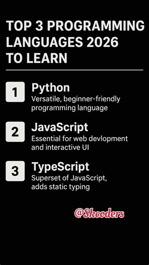 Top 3 Programming Languages to Learn in 2026! 😱 #shorts #trendingshorts #coding #ai