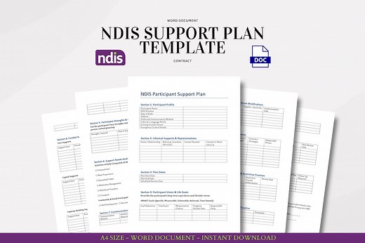 NDIS Support Plan Template Word Document for Participant Goals Funding Risk Behavior Consent Crisis Review - Etsy Australia