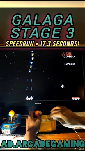 Galaga Challenging Stage 3 Speedrun 17.3s - Namco Arcade Classics Joystick Controller