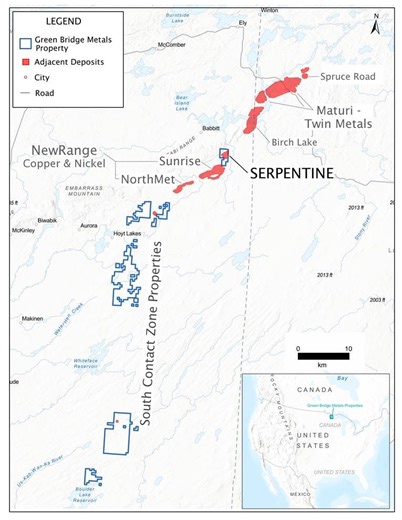 Green Bridge Metals Enters into Definitive Agreement to Option Large Bulk Tonnage Copper-Nickel-PGE Serpentine Project, Duluth Complex, Minnesota, USA
