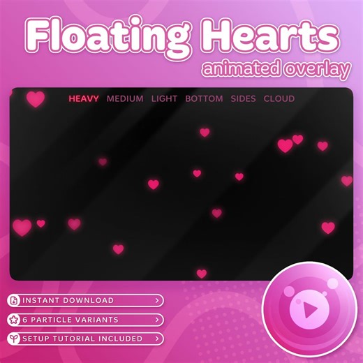 Floating Hearts Stream Overlay | Vtuber Graphics, Romantic Effect (digital Download) - Etsy