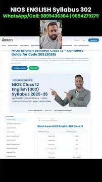 NIOS English Syllabus For 12th 2026 Complete NIOS English 302 New Syllabus
