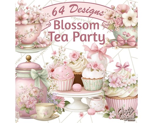 64 Png, Blossom Tea Party Clipart, Pastel Tea Party Clip Art, Girly Icons, Floral Tea Aesthetic, Spring PNG, Printable Tea Party Graphics - Etsy