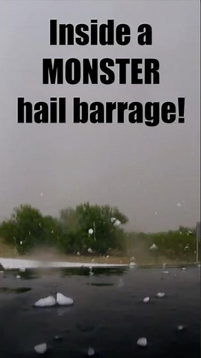 Inside a MONSTER hail barrage! VOLUME UP! #hail #stormchasing