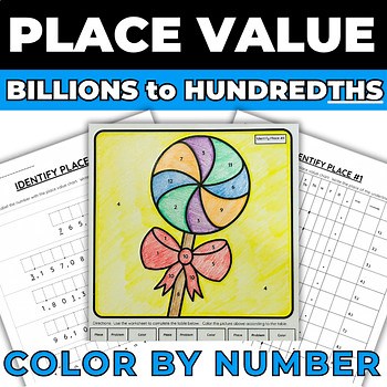 4th Grade Place Value to Billions Decimals Hundredths Color by Number Worksheet