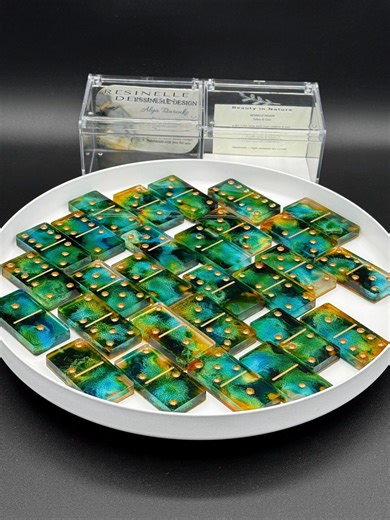 Handmade Epoxy Dominoes Emerald Green - Etsy