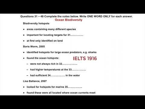 Ocean Biodiversity | IELTS LISTENING TEST | SECTION-4