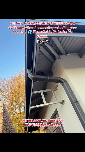 Protect your home from water damage with our expert installation of gutters, fascia boards, and downpipes! 💧✅ Neat finish, durable materials, and quality you can trust. Contact us today for a quote! 📞 Contact us on 0670312928/0768838729 (both WhatsApp and call) or rmrtgrou@gmail.com 🚨‼️Dont forget the 10% Labour Discount is still up and running until July 31st!!! ##rmrtgroup##RMRT##homefix##roofproblem##waterproofing##roofleaks##klerksdorp##houseproblems##damps##beforeandafterhome##walldamps#