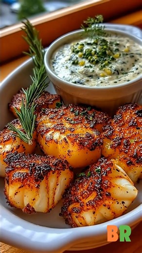 Garlic Butter Cod Bites with Creamy Lemon Herb Dip These tender cod bites are seasoned simply and seared hot for a golden exterior and delicate, flaky interior. Finished with butter and paired with a bright, creamy lemon herb dip, the dish highlights precision timing and clean seafood flavor. 🛒Ingredients : Cod Bites: 14 oz cod fillets, cut into bite-sized chunks 1 tbsp olive oil 1 tsp garlic powder 1/2 tsp paprika 1/2 tsp black pepper 1/2 tsp salt 1 tbsp butter Creamy Lemon Herb Dip: 1/2 cup m