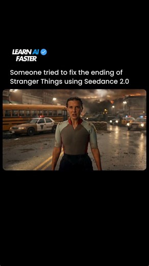 Someone just tried to fix the ending of Stranger Things using Seedance 2.0 and honestly this is where AI storytelling is heading. This entire scene was generated from simple prompts. New shots. New dialogue. New emotions. It feels like a real alternate finale but none of it actually exists. Source: Nin19536 on X | Learn AI Faster