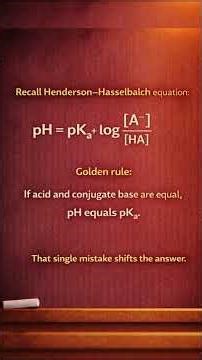 Most Students Overthink This Buffer Question! | pH = pKa Shortcut 🚀