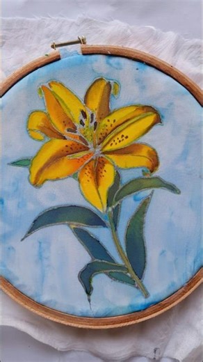 Silk painting for beginners | Easy Yellow Lily Painting on silk #artshorts #silkpainting