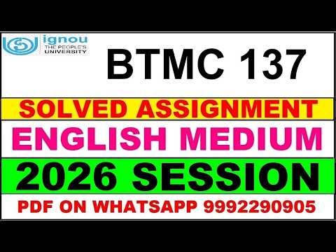 BTMC 137 solved assignment 2026 in English || btmc 137 solved assignment 2026 || ignou btmc137 2026