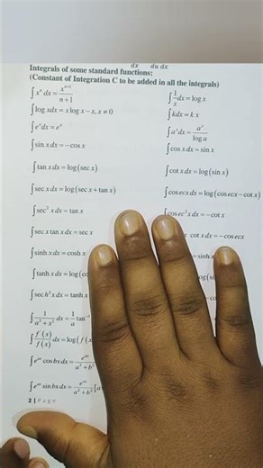 12th Class Integrals All Important Formula || #shorts #formula