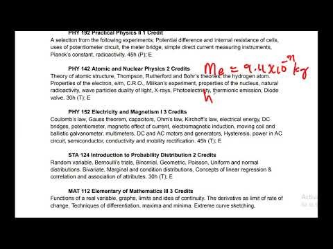 100 level course outline breakdown for second semester.