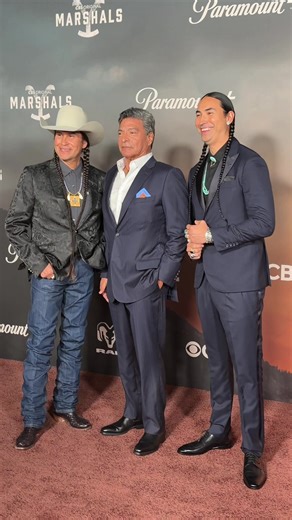 Mo Brings Plenty, Gil Birmingham and Tatanka Means at the red carpet premiere for Marshals at the Autry Museum in Los Angeles #redcarpet #yellowstone #marshals #cbs