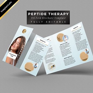 Peptide Therapy Tri Fold Brochure Template, Printable Brochure, Medspa Flyer, Fully Editable, Canva Template, DIY Template - Etsy UK