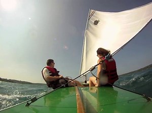 sunfish sailing on Crystal Lake, Michigan