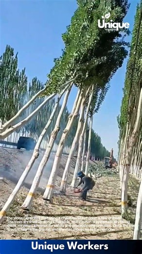 Tree Felling in Action: Man Cuts Down Trees with Chainsaw