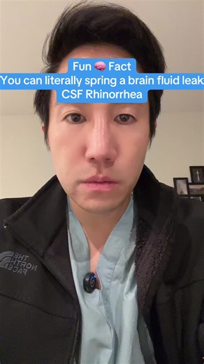 Fun 🧠 Fact: you can actually spring a leak of brain fluid out your nose (CSF rhinorrhea). #neurosurgery #csfrhinorrhea #rhinology #funfact #newfearunlocked