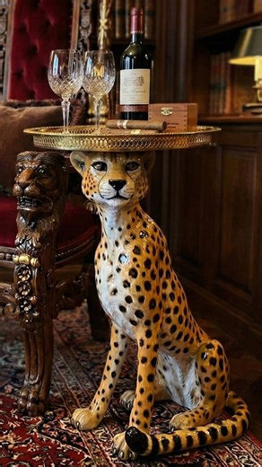 Realize 3D Creation on Instagram: "3d printed 75cm cheetah side table. Sculpting and modeling in Blender 3D 7 modules 0.2mm layer height PLA Basic prints. Fiberglass cast, gloss coat finish."